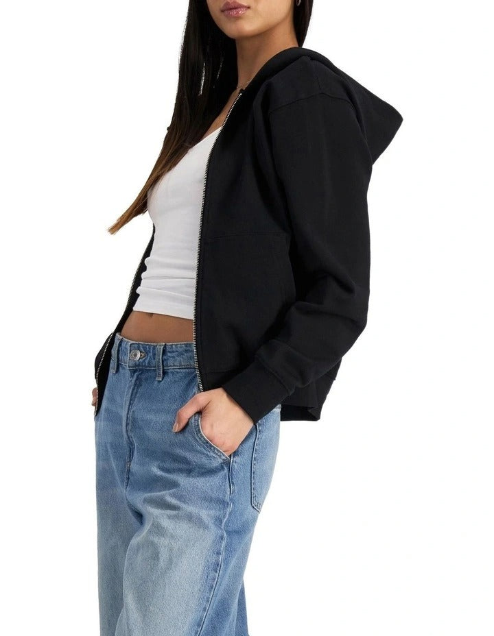 Sweats Cotton Zip Hoodie made from 100% terry cotton with ribbed cuffs, hem, kangaroo pocket, and double-lined hood for casual comfort
