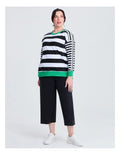 Taking Shape Cotton Stripe Mix Sweatshirt in Black with round neckline, ribbed cuffs, striped design, and long sleeves for plus-size fashionistas