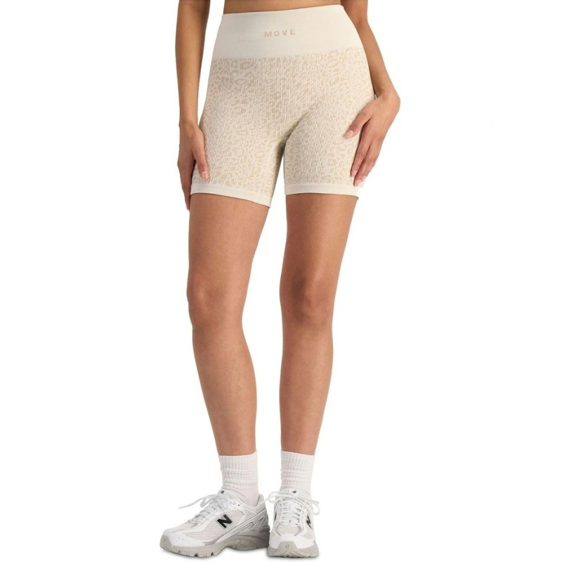 Move Rib Seamless Midi Short with jacquard knit design, wide waistband, stretchy ribbed fabric, and moisture-wicking finish for active comfort