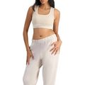 Move Rib Seamless Crop Bra with jacquard knit print, scoop neckline, removable cups and stretchy ribbed fabric for soft support
