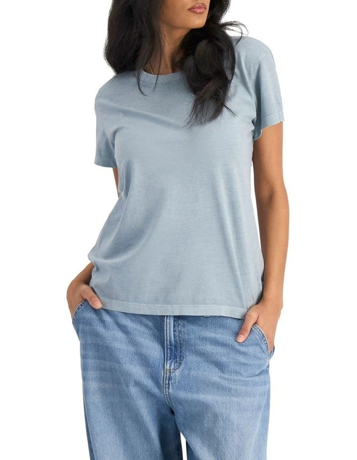 Midweight Crew Tee in soft cotton with classic fit, crew neckline, and breathable jersey fabric for everyday comfort