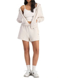 Bonds Move Short with high waist and relaxed fit in soft cotton elastane, casual comfy shorts featuring elastic waistband and drawcords