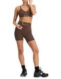 Move Rib Seamless Crop Bra in ribbed stretch fabric with removable cups, soft V-neckline, and supportive underbust elastic for low impact activities