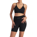 Move Rib Seamless Crop Bra with vee neckline, ribbed stretch fabric, removable cups, and underbust elastic for low impact support