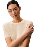 Calvin Klein women’s 100% viscose top with classic fit and ribbed knit trim – minimalist essential in refined style