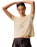 Calvin Klein women’s 100% viscose top with classic fit and ribbed knit trim – minimalist essential in refined style