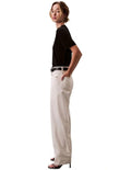 Calvin Klein women’s mock neck top in lyocell cotton blend with ribbed trims, classic fit, and signature logo.