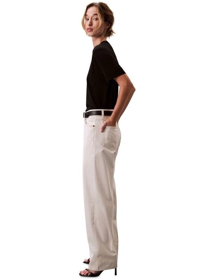Calvin Klein women’s mock neck top in lyocell cotton blend with ribbed trims, classic fit, and signature logo.