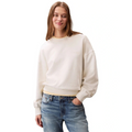 Calvin Klein women’s cotton terry crew neck sweatshirt with long sleeves, ribbed trims, and embroidered logo on chest