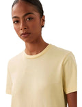 Calvin Klein women’s cotton t-shirt with short sleeves, crew neck, and logo across chest – simple modern everyday style