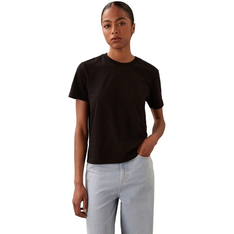 Calvin Klein women’s 100% cotton short sleeve crew neck t-shirt with logo across chest