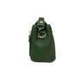 Elegant green leather handbag with gold-tone hardware — LeatherLuxe women’s shoulder bag made from premium genuine leather, ideal for everyday style and fashion.