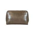 LeatherLuxe Khaki Crocodile-Style Leather Clutch and Shoulder Bag – Elegant Crossbody Handbag for Women