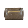 LeatherLuxe Khaki Crocodile-Style Leather Clutch and Shoulder Bag – Elegant Crossbody Handbag for Women