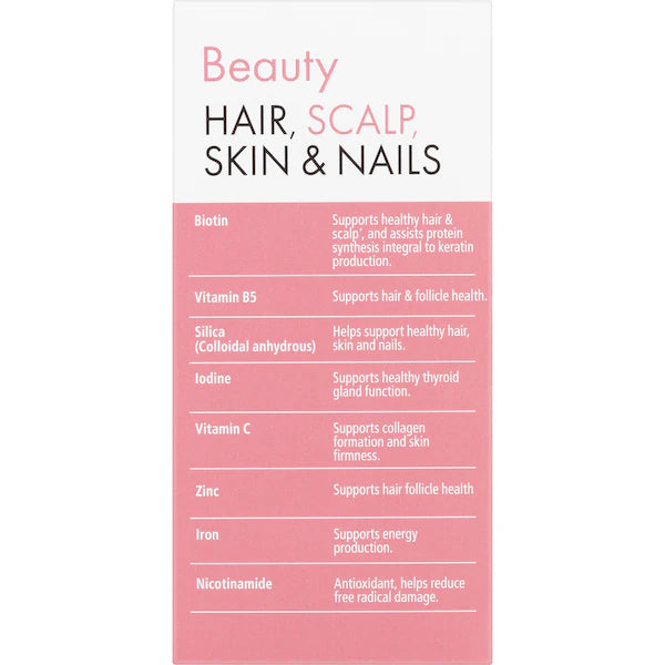 Nature's Way Beauty Hair Scalp Skin & Nails Tablets 60 pack for healthy hair, skin, and nails.