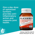 Blackmores Concentrated Curcumin Tablets 30 pack, dietary supplement for joint and inflammation support, with curcumin extract in easy-to-take tablets.