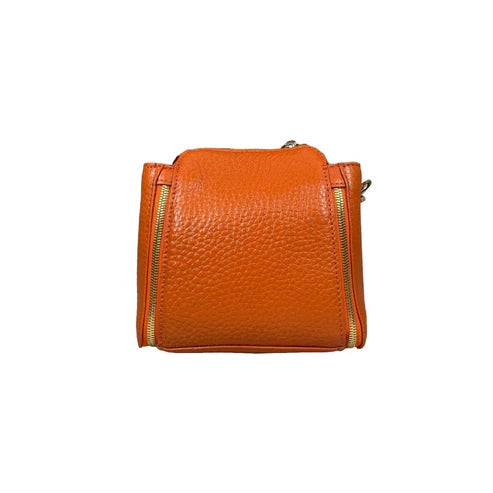 Stylish orange leather handbag for girls by LeatherLuxe – premium shoulder bag with elegant design and fine craftsmanship.