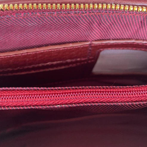 LeatherLuxe dark red genuine leather clutch bag with detachable crossbody and shoulder strap, premium women’s evening purse with gold hardware
