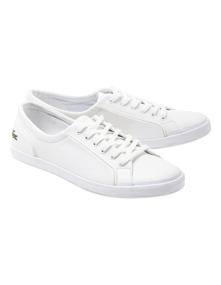 Lacoste Lancelle Leather Lace-Up Sneaker in White, featuring a sleek leather upper with lace-up closure for a stylish, versatile look.