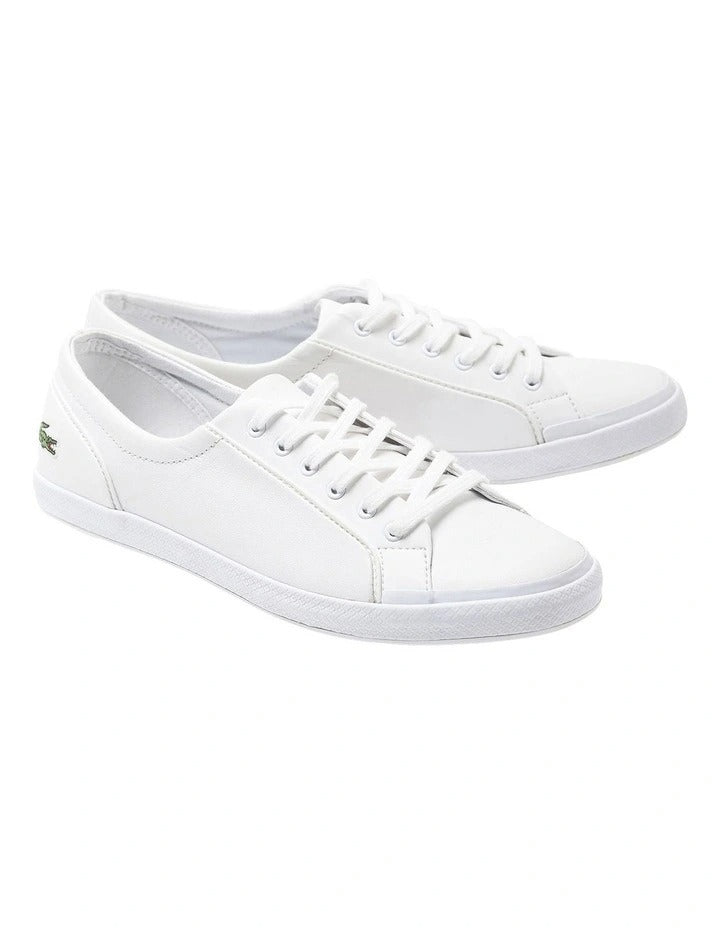 Lacoste Lancelle Leather Lace-Up Sneaker in White, featuring a sleek leather upper with lace-up closure for a stylish, versatile look.