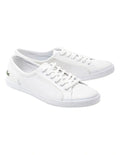 Lacoste Lancelle Leather Lace-Up Sneaker in White, featuring a sleek leather upper with lace-up closure for a stylish, versatile look.