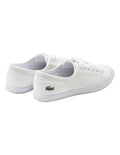 Lacoste Lancelle Leather Lace-Up Sneaker in White, featuring a sleek leather upper with lace-up closure for a stylish, versatile look.