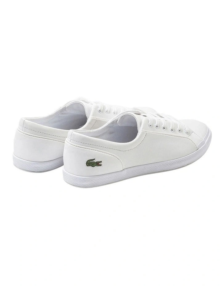 Lacoste Lancelle Leather Lace-Up Sneaker in White, featuring a sleek leather upper with lace-up closure for a stylish, versatile look.