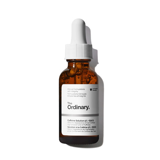 The Ordinary Caffeine Solution 5% + EGCG 30mL bottle with dropper on a white background, highlighting its skincare benefits&nbsp;