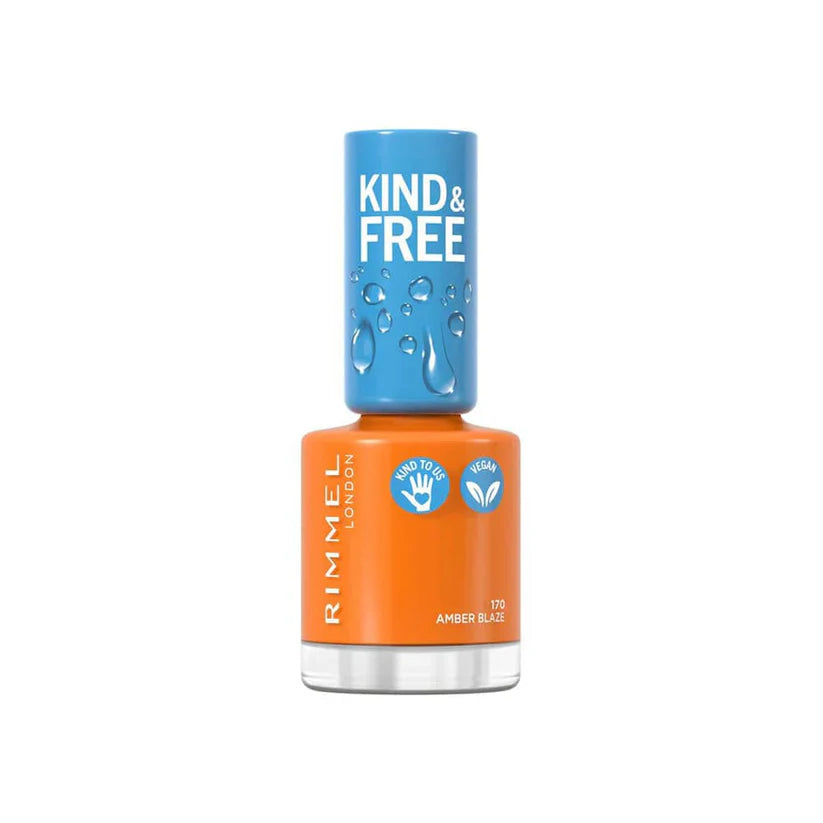 Rimmel Kind & Free Nail Polish 170 Amber Blaze 8ml warm amber shade