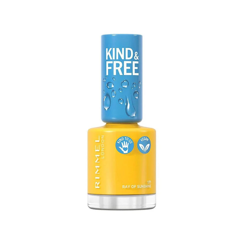 Rimmel Kind & Free Nail Polish 171 Ray Of Sunshine 8ml bright yellow shade