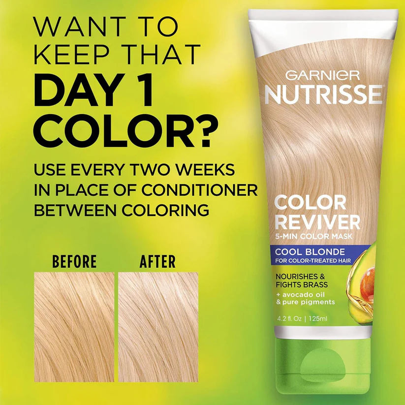 Garnier Nutrisse Color Reviver 5-Min Color Mask Cool Blonde 125ml for instant blonde hair refresh and shine