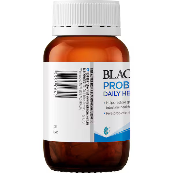Blackmores Probiotics+ Daily Health Gut Health Vitamin Capsules 30 pack – daily probiotic supplement supporting digestive balance, immune system health, and overall wellbeing.