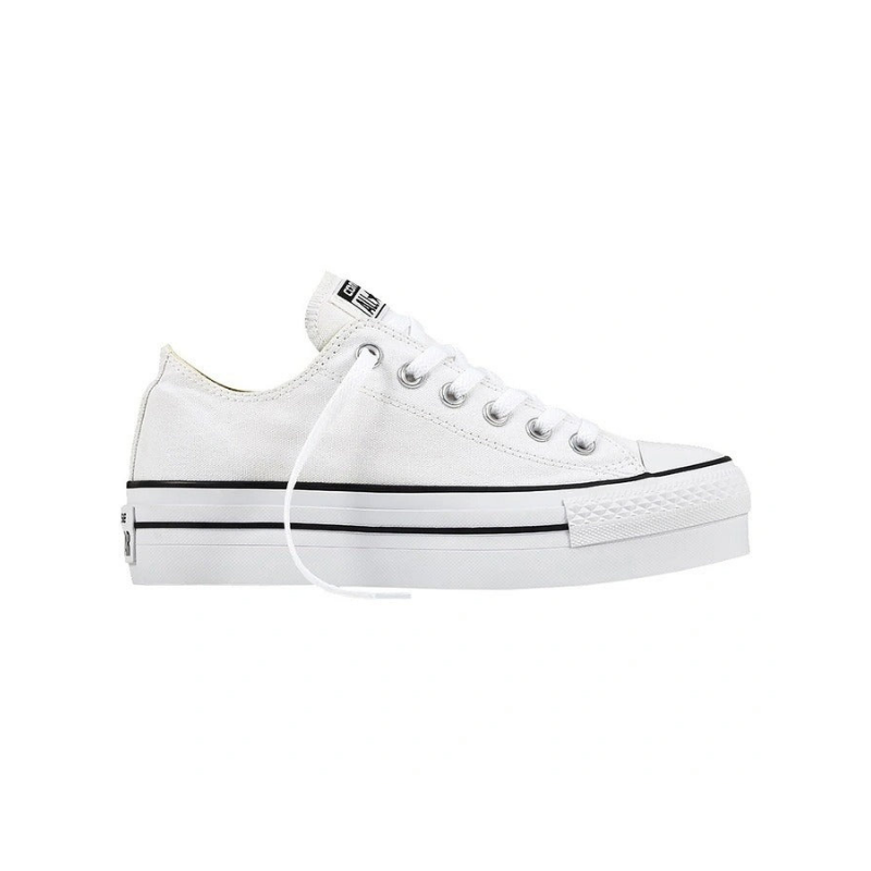 Converse Chuck Taylor All Star Lift Canvas Low Top Sneaker in White, featuring classic design with elevated platform sole.