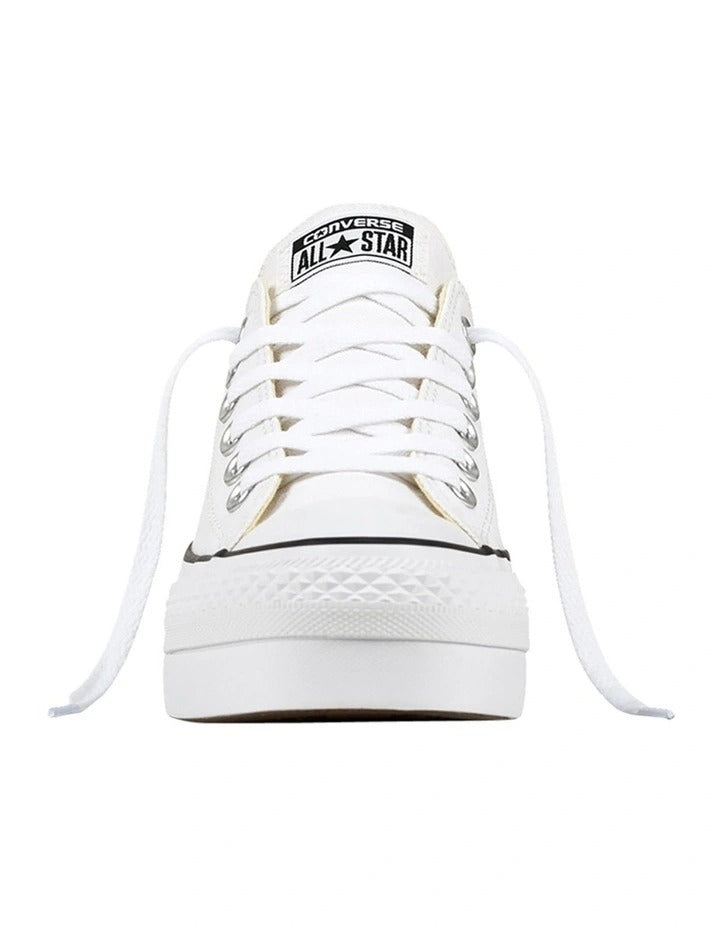 Converse Chuck Taylor All Star Lift Canvas Low Top Sneaker in White, featuring classic design with elevated platform sole.