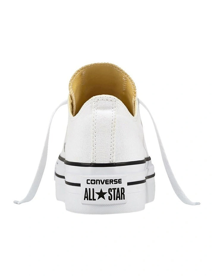 Converse Chuck Taylor All Star Lift Canvas Low Top Sneaker in White, featuring classic design with elevated platform sole.