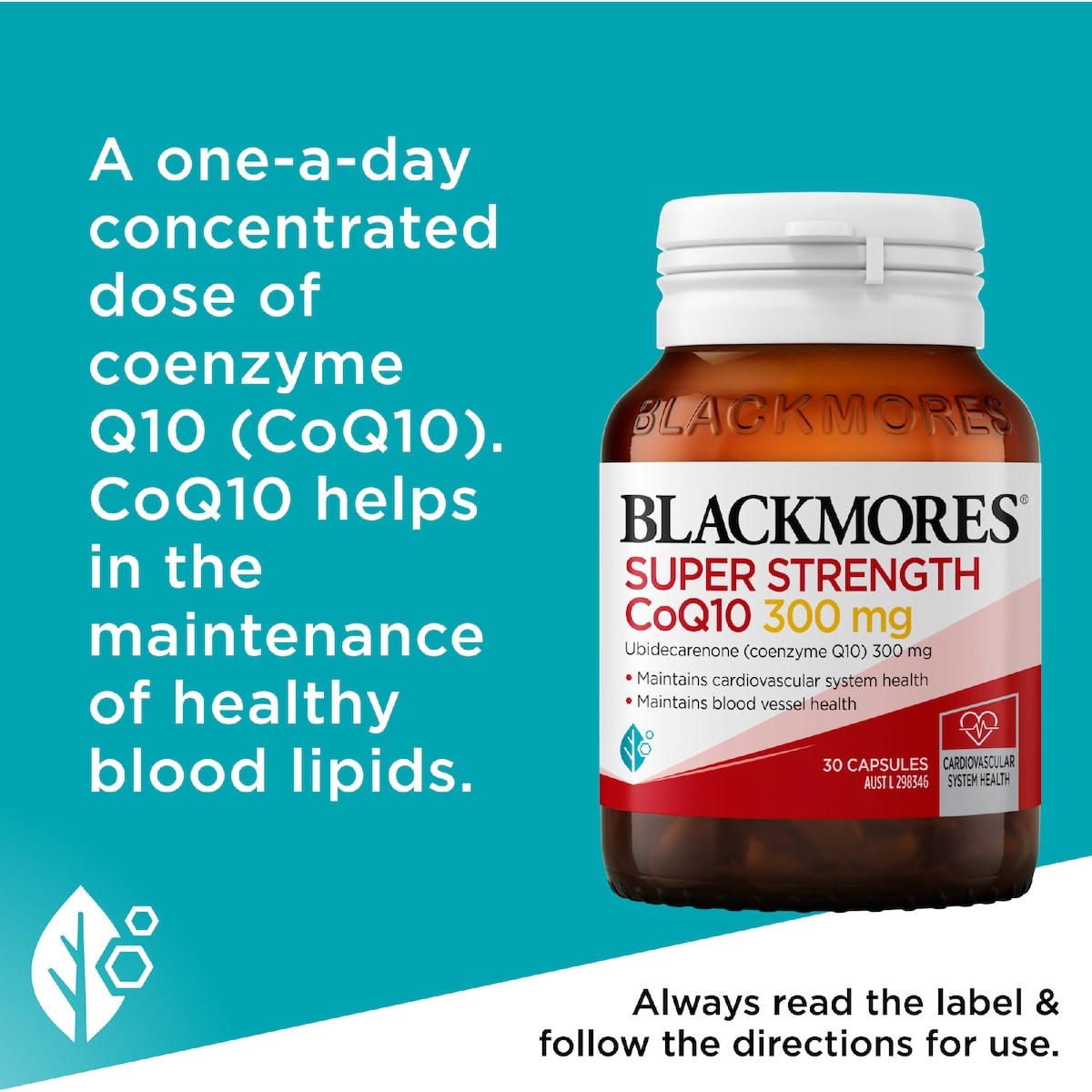 Blackmores Super Strength CoQ10 300mg Heart Health Vitamin Tablets 30 Pack, Supports Energy Production and Heart Function