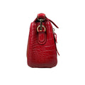 Luxury red leather handbag for women in crocodile pattern — LeatherLuxe shoulder bag with elegant design and premium finish.
