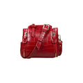Luxury red leather handbag for women in crocodile pattern — LeatherLuxe shoulder bag with elegant design and premium finish.