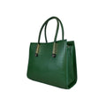 LeatherLuxe Green Women’s Leather Handbag — Stylish shoulder and crossbody bag made from premium genuine leather with gold-tone hardware.