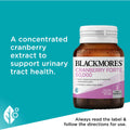 Blackmores Cranberry Forte 50000mg Capsules 30 pack, dietary supplement bottle, designed for urinary tract health.