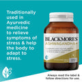 Blackmores Ashwagandha+ Tablets 120 pack, a dietary supplement designed to support stress relief and enhance overall well-being with a potent blend of ashwagandha extract, offering 120 tablets for long-term use.