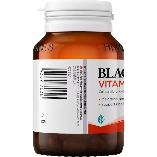 Blackmores Vitamin D3 1000IU Tablets 130 pack, dietary supplement for bone and immune health, supports optimal vitamin D levels.