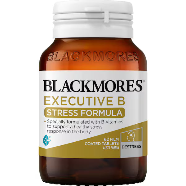 Blackmores Executive B Stress Formula 62 Pack is a dietary supplement designed to support mental clarity and stress management. The bottle contains 62 tablets, offering a convenient and effective way to manage stress and promote overall wellbeing.