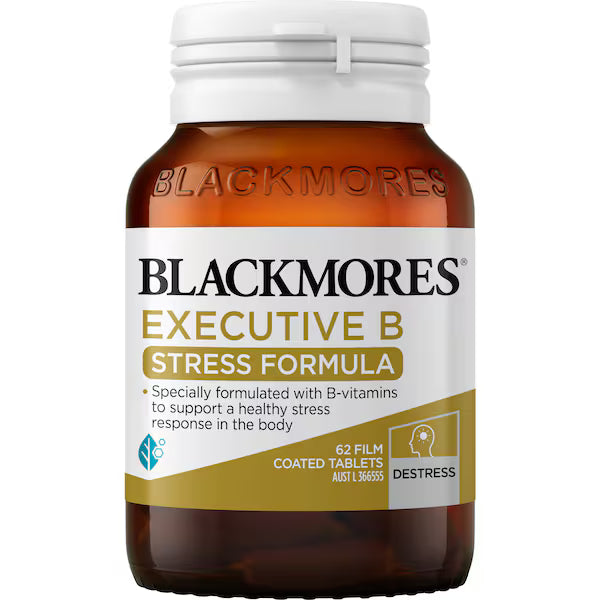 Blackmores Executive B Stress Formula 62 Pack is a dietary supplement designed to support mental clarity and stress management. The bottle contains 62 tablets, offering a convenient and effective way to manage stress and promote overall wellbeing.