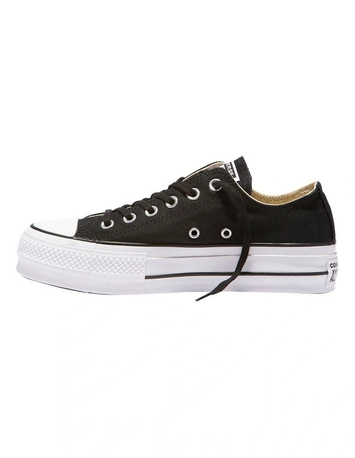 Converse Chuck Taylor All Star Lift Low Top Canvas Sneaker in Black, featuring a stylish platform sole and classic design.