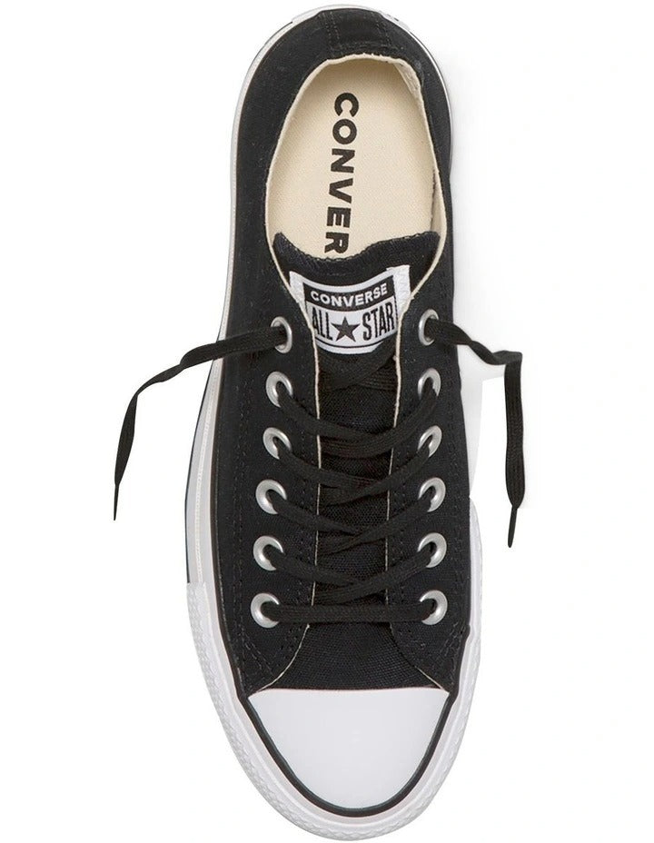 Converse Chuck Taylor All Star Lift Low Top Canvas Sneaker in Black, featuring a stylish platform sole and classic design.