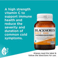 Blackmores Bio C 1000mg Vitamin C Immune Support Tablets 62 pack with a white bottle, showcasing the product label and packaging design.