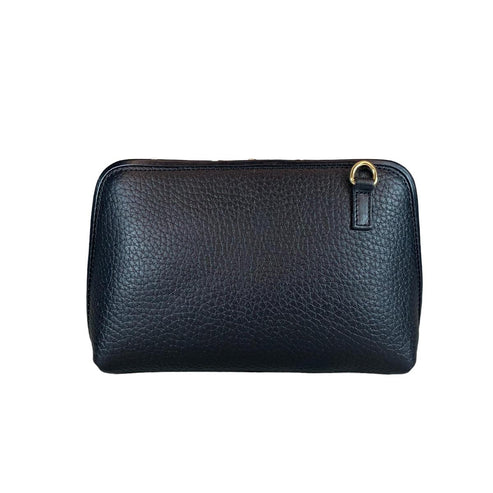 LeatherLuxe black leather clutch and crossbody shoulder bag for women – elegant, minimalist design with premium finish