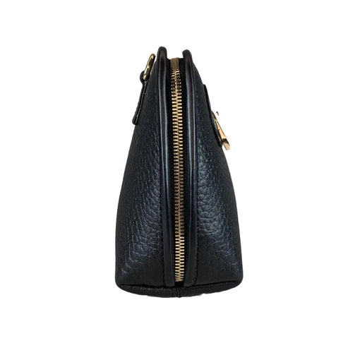 LeatherLuxe black leather clutch and crossbody shoulder bag for women – elegant, minimalist design with premium finish