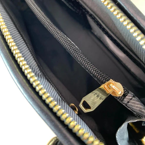 LeatherLuxe black leather clutch and crossbody shoulder bag for women – elegant, minimalist design with premium finish
